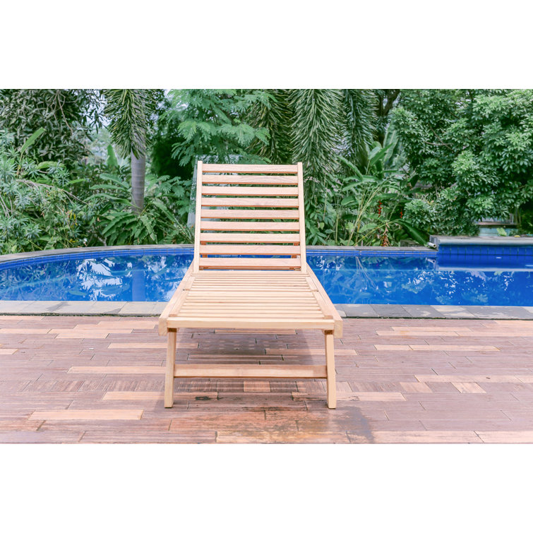 Dovecove Marlon Outdoor Teak Chaise Lounge Wayfair